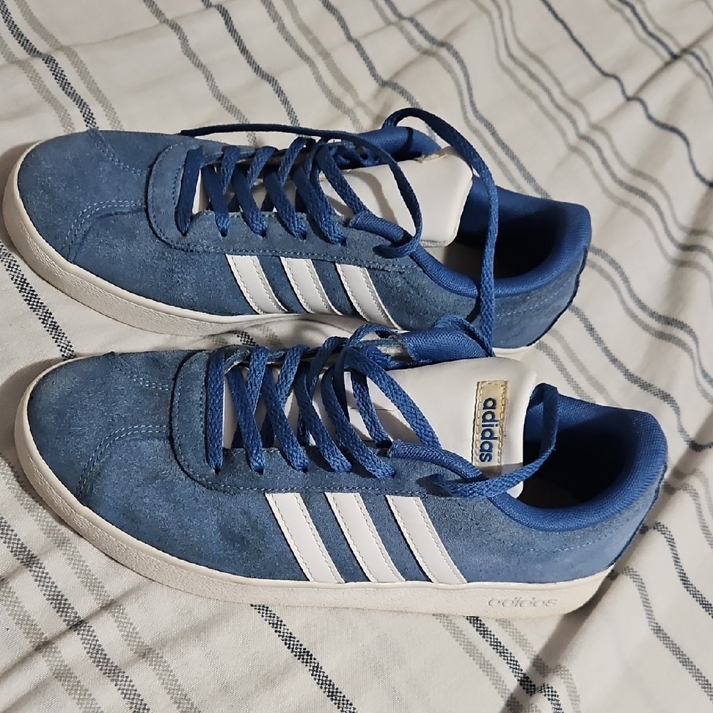 Adidas Blue and White Suede Sneakers